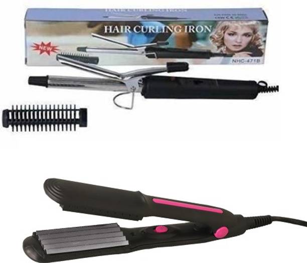 S2S Combo Pack of Hair Curling Iron & Crimper (1Pc. Each) Electric Hair Styler
