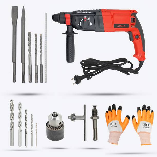 Hillgrove HGCM122M2 1200W-26mm Hammer Drill Machine with Drill Chunk(13mm), HSSDrill Bits Power & Hand Tool Kit