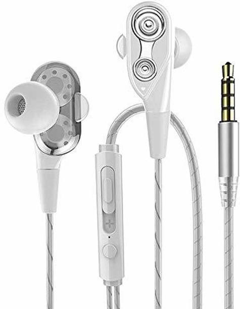 SANNO WORLD Double Speaker Wired Earbuds in Ear Headphones with Microphone, Earphones Wired