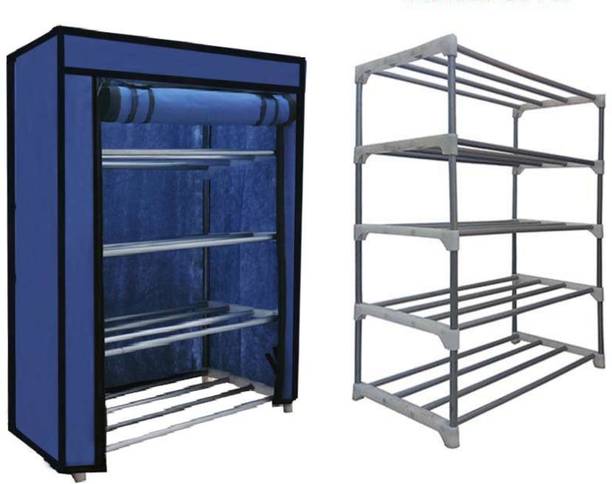 KOnline Metal Shoe Stand Blue 4 Shelves, Metal Shoe Stand