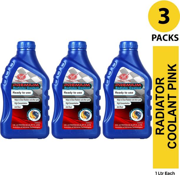 UE Premium Radiator Coolant Ready To Use Pink -1 Liter (Pack of 3) Pre Mixed Coolants for All Vehicles Coolant