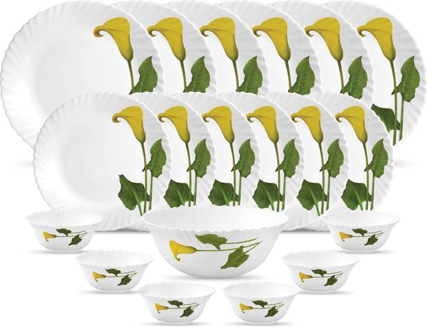 LAOPALA Pack of 19 Opalware Diva Amber Lily 19 Dinner Set