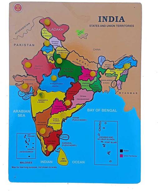 fireflies wooden india map capital state puzzle kids