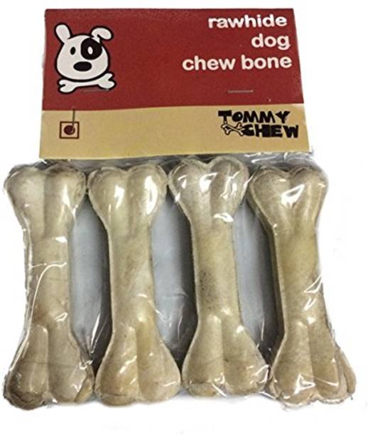 TommyChew Brandon 4 Inch 4 Pcs White Digestible Rawhide Pressed Bone For Dogs Dog Chew