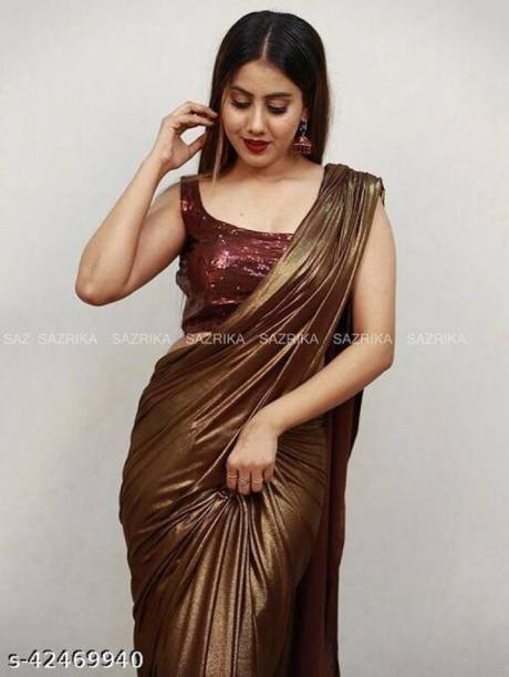 Solid/Plain Daily Wear Silk Blend Saree Price in India