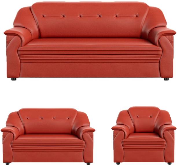 Sekar Lifestyle Polyurethane Large Series Leatherette 3 + 2 + 1 RED Sofa Set