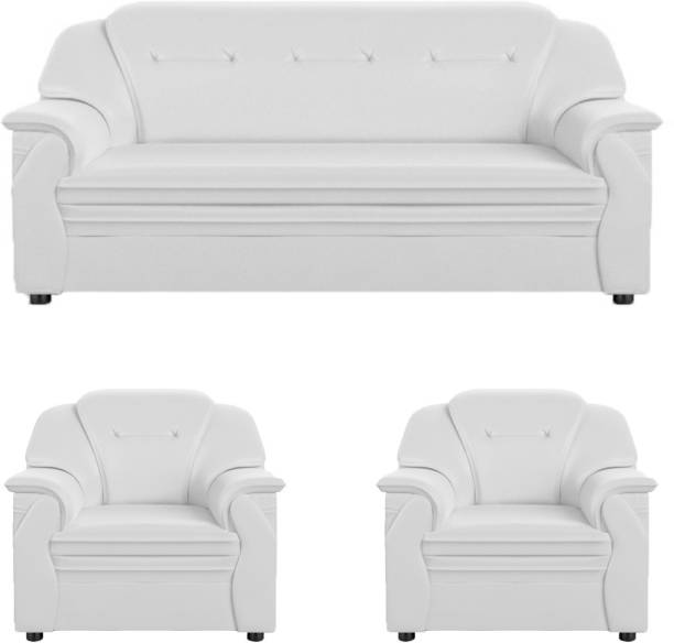 Sekar Lifestyle Polyurethane Large Series Leatherette 3 + 1 + 1 WHITE Sofa Set