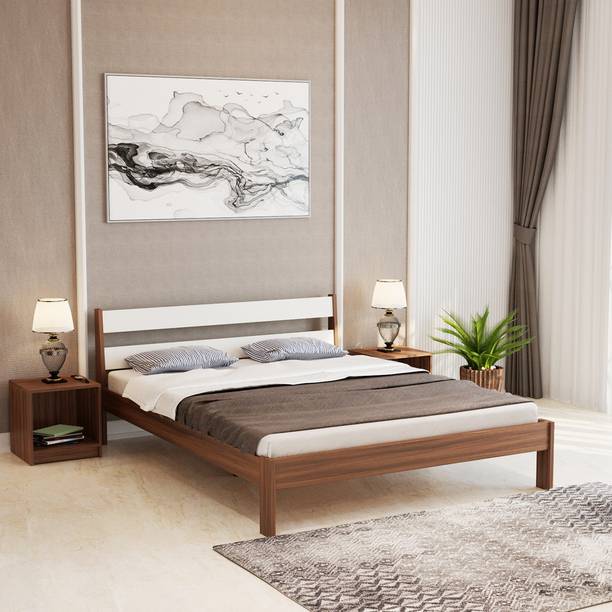 BLUEWUD Roverb Queen Size Double Bed Without Storage for Bedroom Home Furniture Engineered Wood Queen Bed
