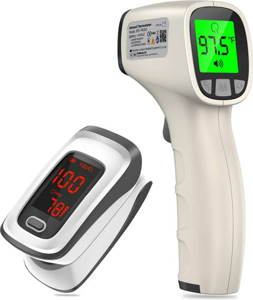 Carent JPDFR202 & JPD500E Infrared Non-Contact Forehead Gun Thermometer with Pulse Oximeter Thermometer