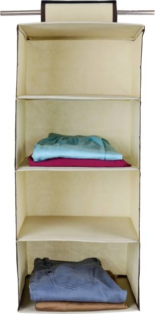 Shrey Creation Hanging 4 Shelf Wardrobe Organizer Closet Cloth Organizer(11*11*31.5 Inch) Closet Organizer