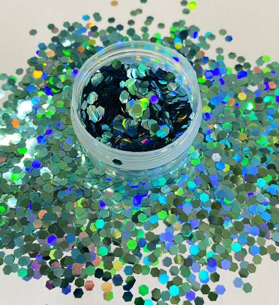 Mahir Glitter Glitter French Blue Rainbow Hexa For Nail Art & Art & Craft 10gm
