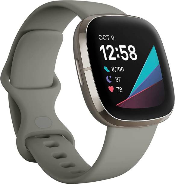 FITBIT Fitbit Sense Advanced Health Watch Fitness Activity Tracker, (Sage Grey/Silver) Smartwatch