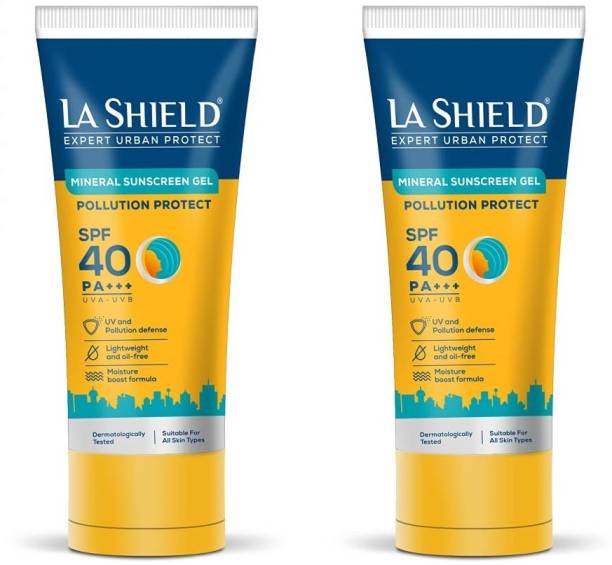 La Shield Pollution Protect Mineral Sunscreen Gel Spf 40, 50 g x Pack of 2 - SPF 40 PA+++