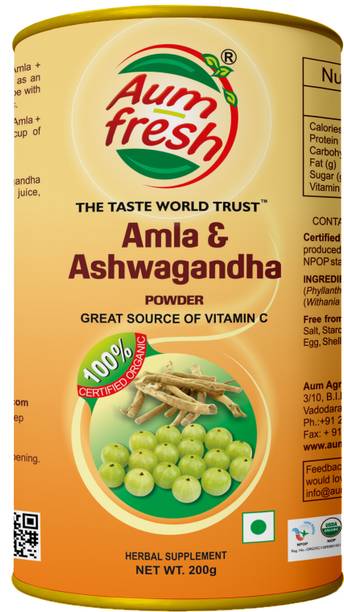 Aum Fresh Amla & Ashwagandha Powder - 100% Pure & Natural, 200 gm
