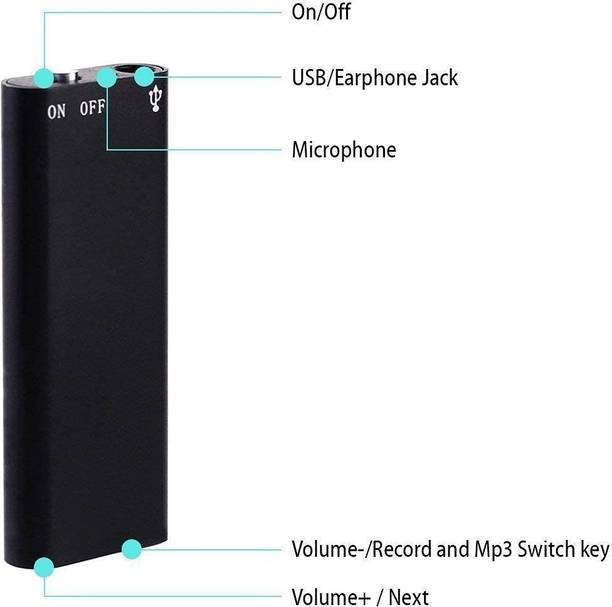 SIOVS Tiny HD Hidden Micro Digital Voice Audio Recorder Device Dictaphone 8GB Inbuilt 8 GB Voice Recorder