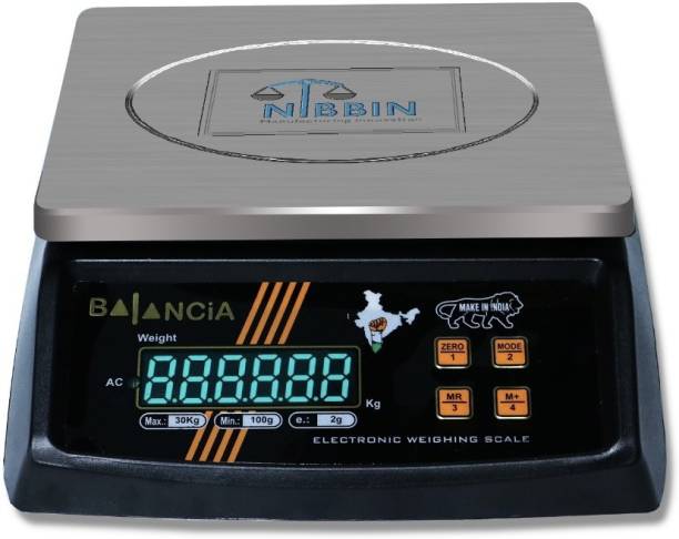 NIBBIN Balancia 30kg Steel Plate Double Display High Quality Weight Machine For Kitchen/Shop With Power Adapter & 4V Re-Chargeable Battery Weighing Scale (Black) (Platform Size- 170 x 210mm, Dual Display, On Off Memory Function,grocery,kata,taraju,shop,computer electronic vajan kata , tarazu , jewellery , sabzi ,4V Re-Chargeable Battery) # Made in India Weighing Scale (Black) Weighing Scale (Black) Weighing Scale (Black) TM-C29, Weighing Scale (Black) Weighing Scale (Black) Weighing Scale