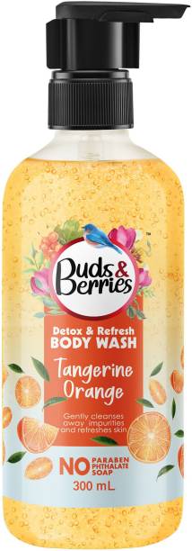 Buds & Berries Refresh Tangerine Orange Vitamin C Body Wash, Paraben/Soap Free Shower Gel,300ml