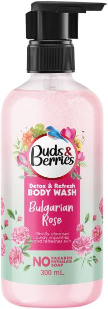 Buds & Berries Detox & Refresh Bulgarian Rose Body Wash, Paraben/Soap Free Shower Gel,300ml