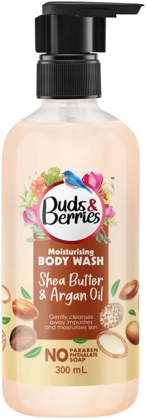 Buds & Berries Moisturising Shea Butter-Argan Oil Body Wash, Paraben/Soap Free Shower Gel,300ml