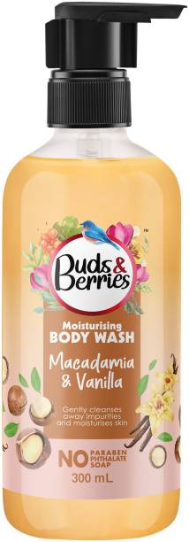 Buds & Berries Moisturising Macadamia and Vanilla Body Wash, Paraben/Soap Free Shower Gel,300ml