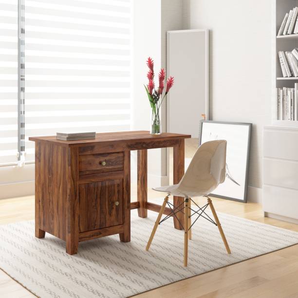 Wopno Furniture Pure Sheesham Wooden Study Desk Computer Laptop Table Without Chair for Office Solid Wood Office Table