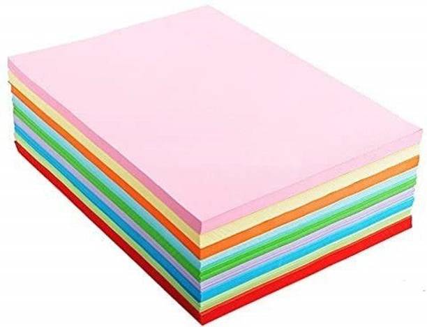 Eclet 100 pcs Color A4 Medium Size Sheets (10 Sheets Each Color) Art and Craft Paper Double Sided Colored(Length -27.5 cm Width - 20.3 cm) A4 90 gsm Coloured Paper
