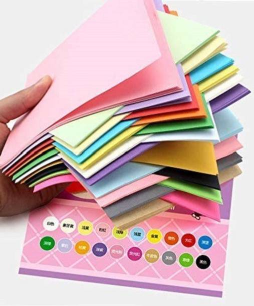 Eclet 100 pcs Color A4 Medium Size Sheets (10 Sheets Each Color) Art and Craft Paper Double Sided Colored(Length -27.5 cm Width - 20.3 cm) A4 90 gsm Coloured Paper