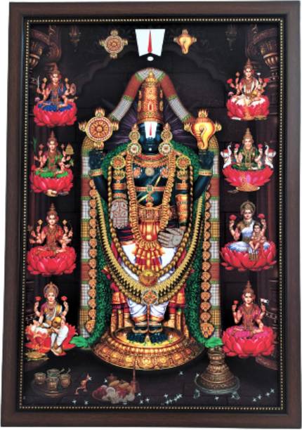 SujArta Lakshmi Venkateshwara Photo, Premium Print, Quality 20 * 14 Inch, 4 mm Board Religious Frame