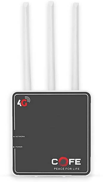 COFE 4G Sim Router with Triple Antenna, Support All GSM Sim with 120 Mtr Range, Speed 300 Mbps 4G Router