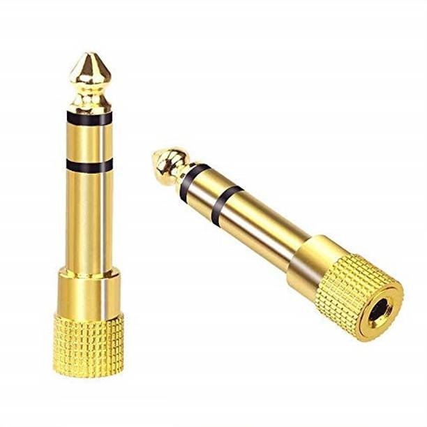 Crystonics Gold Plated (Pack of 2) 6.35mm TRS Male Plug To 3.5mm Stereo Female Audio Jack Ideal replacement or spare for headphones and earphones