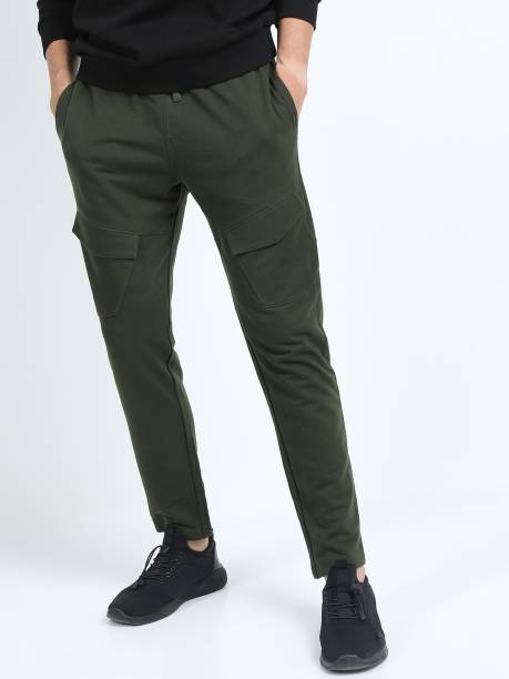 Men Solid Light Green Track Pants