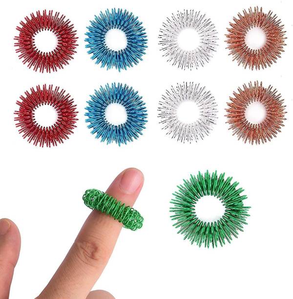 AcuHealth AH-138 Sujok Acupressure Finger Massage Ring -Set of 10 Massager