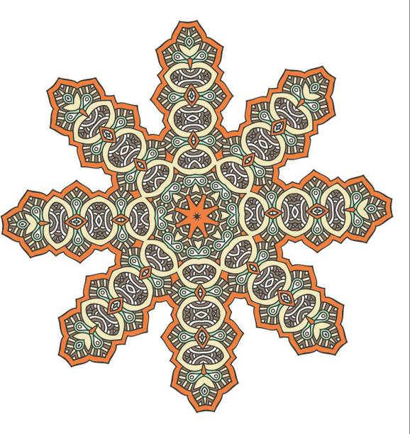 Decor Villa 38 cm 8 Rangoli Decorative Floor Decals-( 38 Cm x 38 Cm) Reusable Sticker