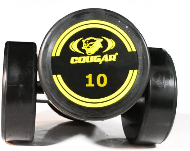 COUGAR Dumbbells , Bouncer Dumbbell , 10kg Pair Round Shaped, Steel & Rubber Blaze Fixed Weight Dumbbell