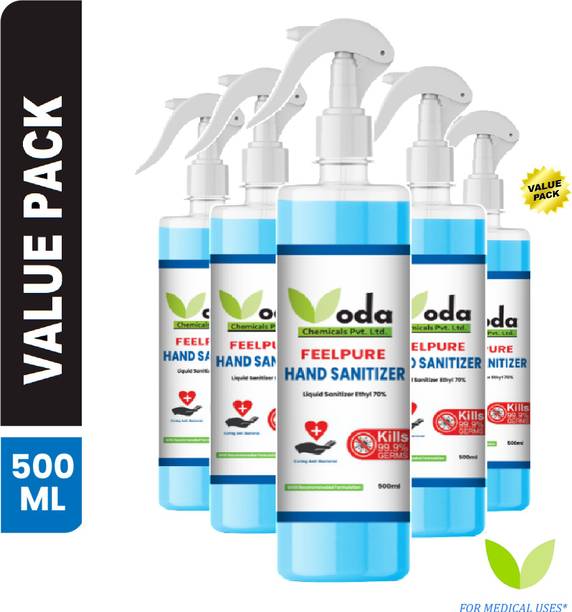 ODA FEELPURE iNSTA  Ethyl 70% Liquid | India's #1 Brand Trigger Spray 500ml Hand Sanitizer Bottle