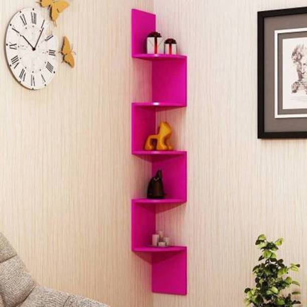 STRONG GALLERY Wall shelf Zigzag Corner Wall Mount Shelf Unit/Racks and Shelves MDF (Medium Density Fiber) Wall Shelf
