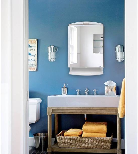 URBAN CHOICE Mirror Cabinet, Multi Storage Shelves Plastic Wall Shelf