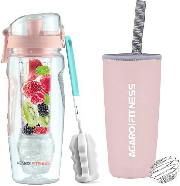AGARO Infusion Bottle 1000ml Rose Gold, Reusable Polar Ice-gel Ball 1000 ml Bottle