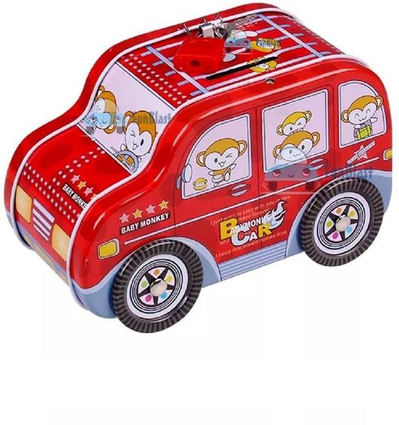 FunBlast Car Shaped Coin Box with Moving Wheel for Kids, Piggy Bank for Kids Coin Box Coin Bank
