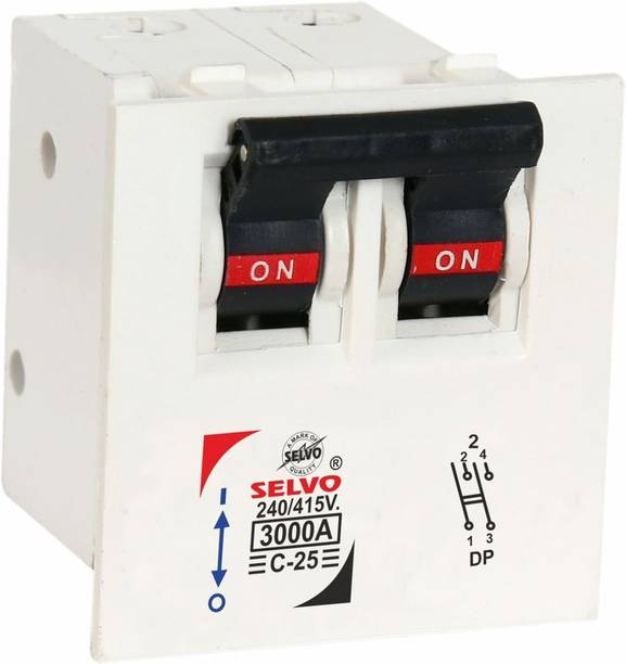 Selvo C-25A Double Pole Modular Mounted Mini MCB C-25A Double Pole Modular Type MCB