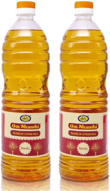 Cycle Om Shanthi Navin Pure Puja Oil, Blend of 5 Oils - Tulsi Fragrance (Pack of 2)