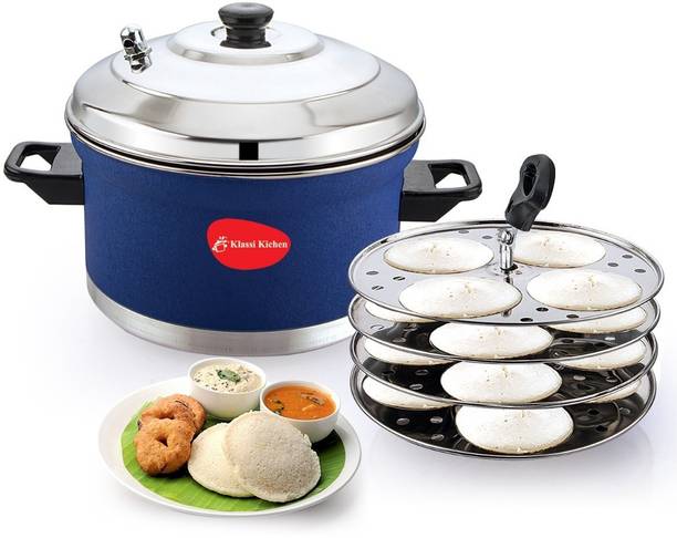 Klassi Kichen Stainless Steel Color Idli Maker 4 plates(16 Idlies) With Stand Lifter Induction & Standard Idli Maker