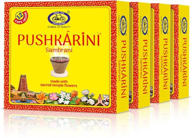 Cycle Pushkarini Cup Sambrani made with Sacred Temple Flowers for Daily Puja (12 Cups) Guggul, Floral Dhoop