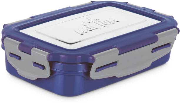 MILTON Steely Super Deluxe Big Tiffin Box,500ml,with Container,175ml & Spoon,Dark Blue 1 Containers Lunch Box