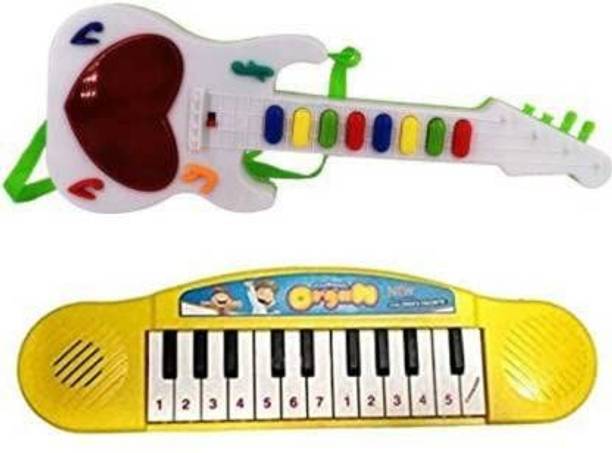 Anushka Toys Combo Musical Mini Guitar Toy with Mini Musical Piano Best Gift