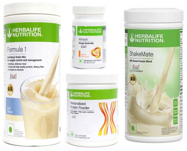 Herbalife Nutrition FORMULA-1 SHAKE KULFI+PROTEIN POWDER -200GM+AFRESH -PEACH-+SHAKE MATE Protein Shake