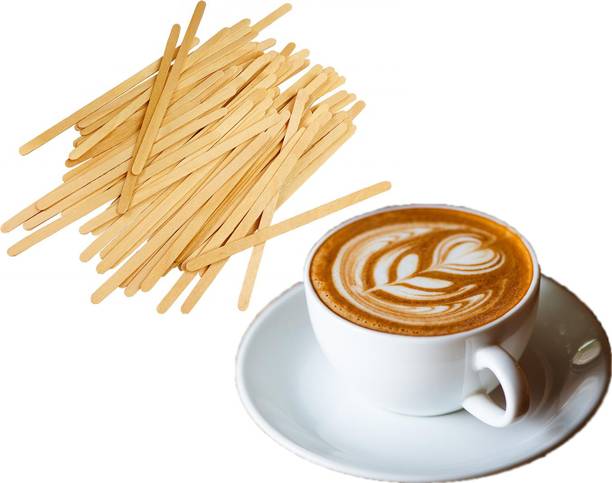 Trendegic Eco-Friendly Bamboo Disposable Tea Beverages Coffee Sticks Craft Stick Round End Wooden 14 cm Stirrer