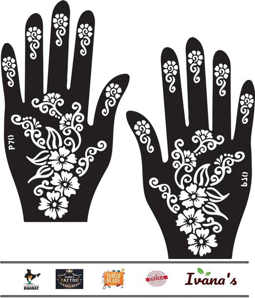 IVANA'S Mehndi Stricker Set of - 2 Piece | Henna Stencil for Women, Girls and kids