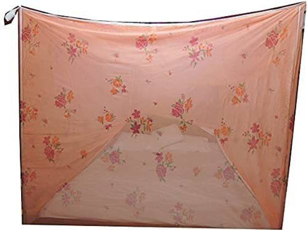 Kolar 6 Feet x 6.5 Feet Flower Print Double Bed Soft Machardani, Anti Polyester Washable Adults Mosquito Net