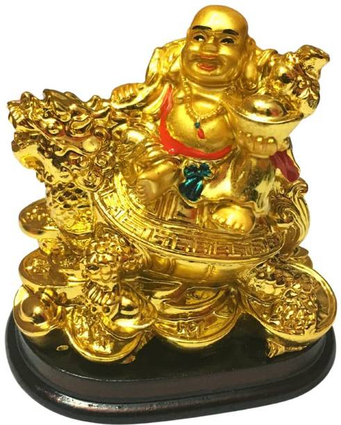 Ripe India Feng Shui Laughing Buddha with Wealth for Money, Success and Happpiness Decorative Showpiece  -  5 cm